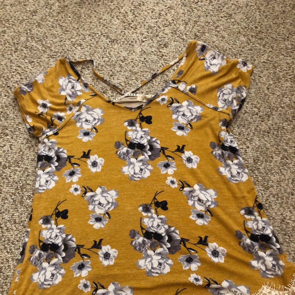 Soft light yellow flowered shirt